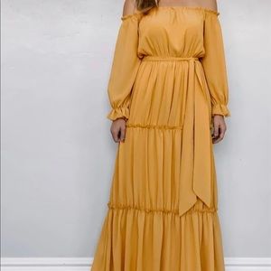 New Off shoulder mustard color maxi dress